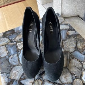 Woman high heels pumps elegant black suede shoes
